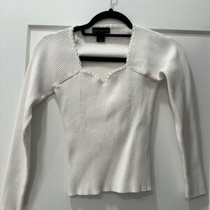 House of Harlow White Ribbed Knit Top